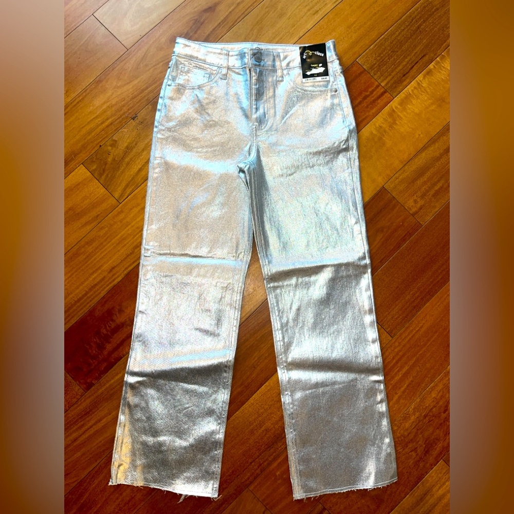 Vintage Inspired Y2K Silver Metallic Pants - Youth 14 - Brand New